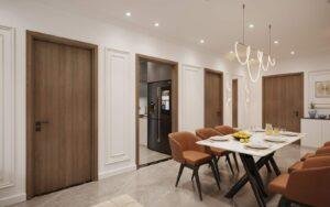Modern dining room interior designed with realistic details using 3D architectural services